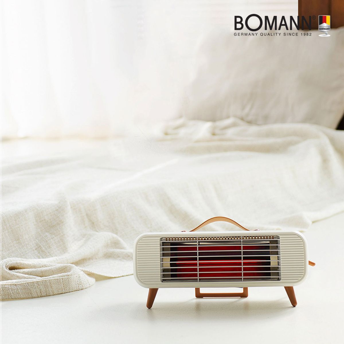 보만(BOMANN) 레트로 원적외선 캠핑 전기난로 히터 1구 3컬러 IEH1031W IEH1032O IEH1033G