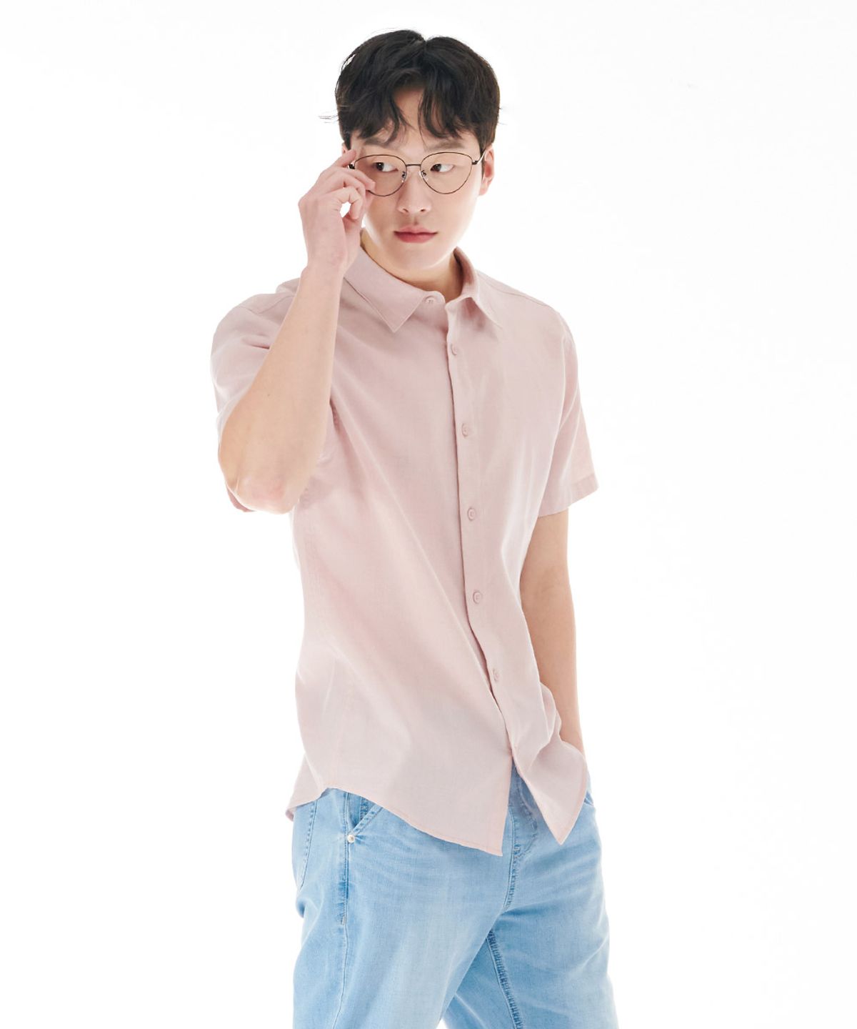 체이스컬트(CHASECULT) 남성 린넨 혼방 에센셜 반팔 셔츠-CBRK5525D0P