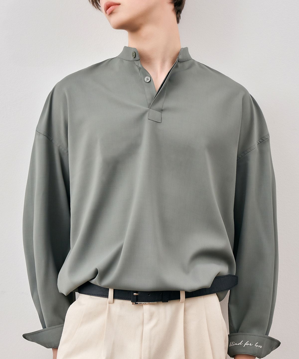 다이아몬드 레이라(DIAMOND LAYLA) Overfit Cool Poly Pullover shirt S58 Khaki gray