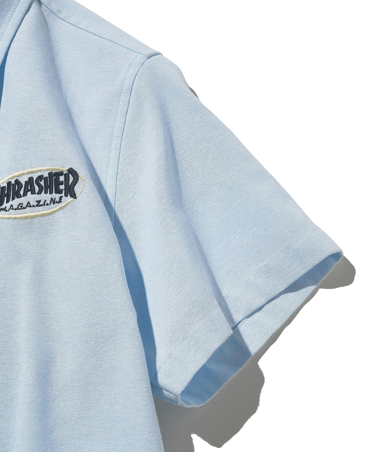 트레셔(THRASHER) 우먼스 옥스포드 크롭 하프 셔츠 라이트 블루