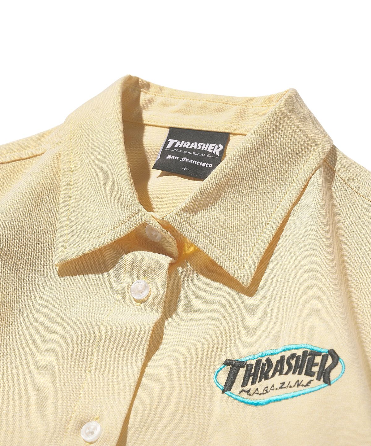 트레셔(THRASHER) 우먼스 옥스포드 크롭 하프 셔츠 옐로우