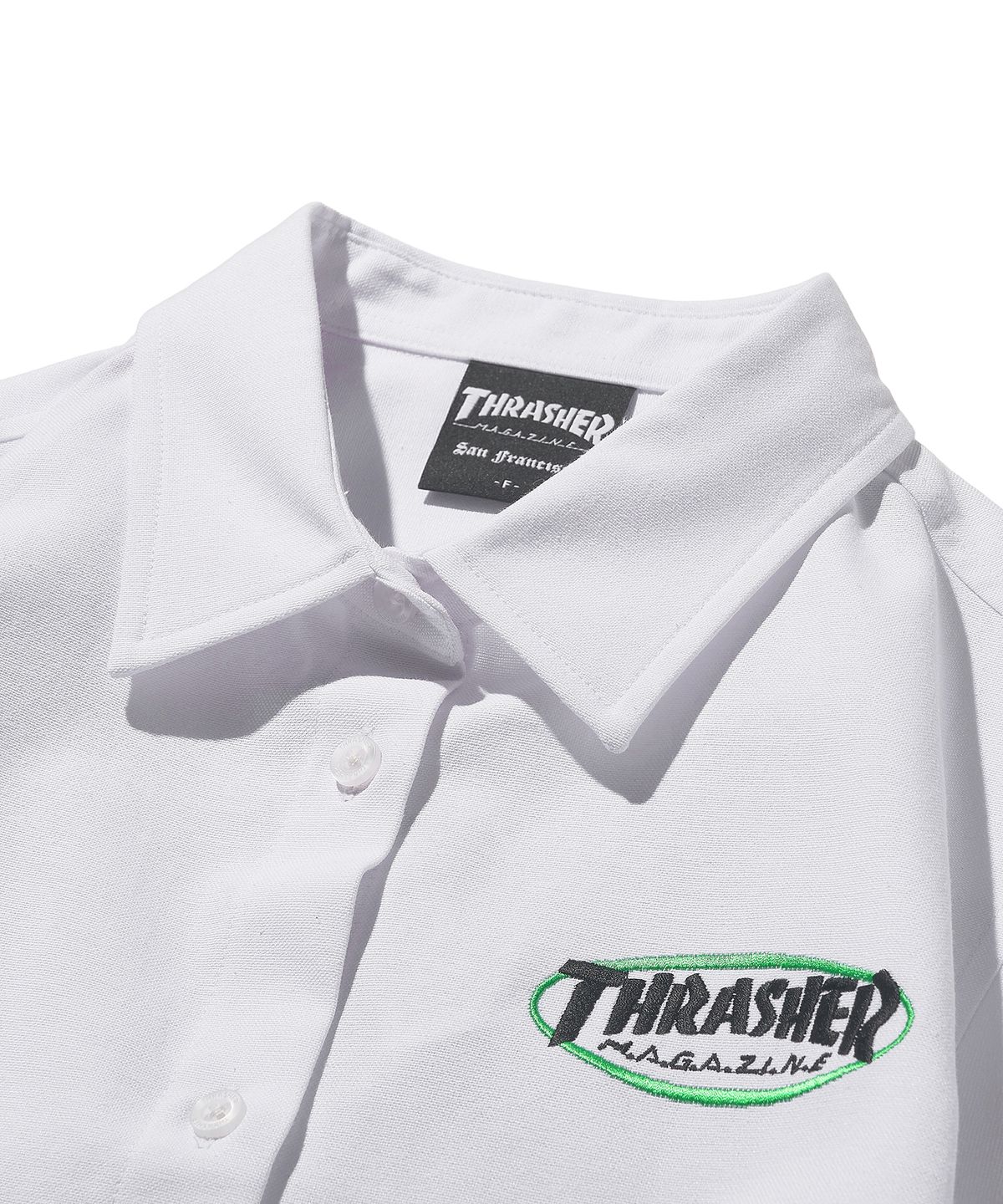 트레셔(THRASHER) 우먼스 옥스포드 크롭 하프 셔츠 화이트