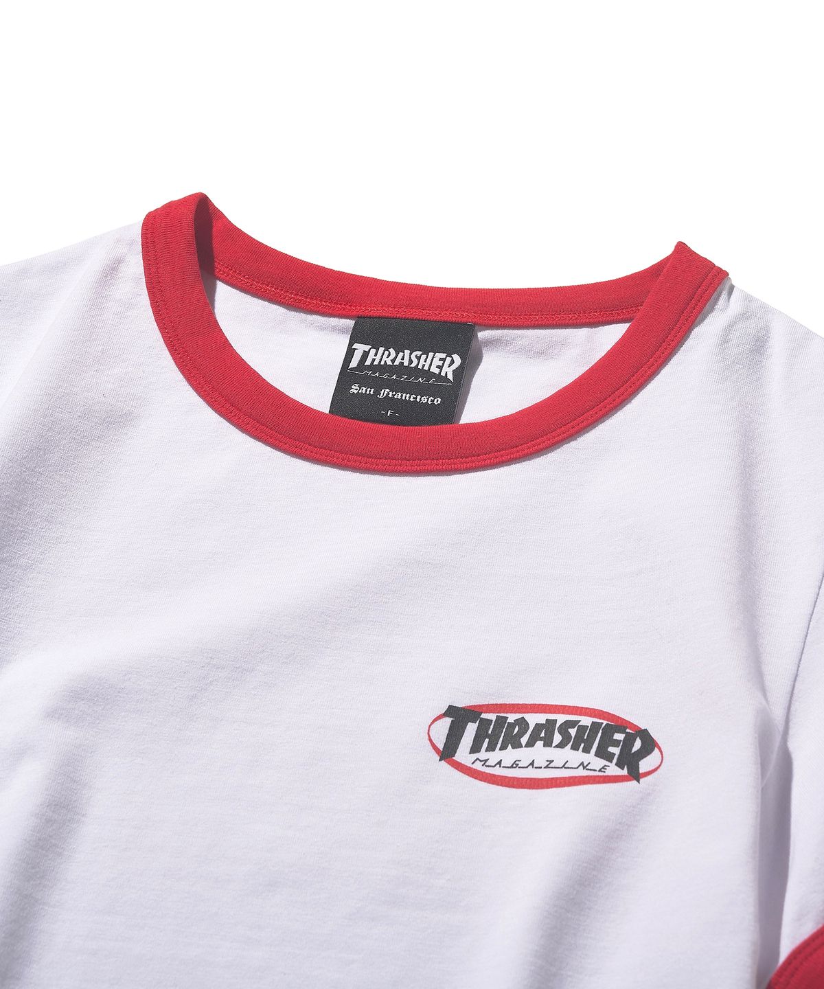 트레셔(THRASHER) 우먼스 매거진 크롭 링거 티셔츠 레드