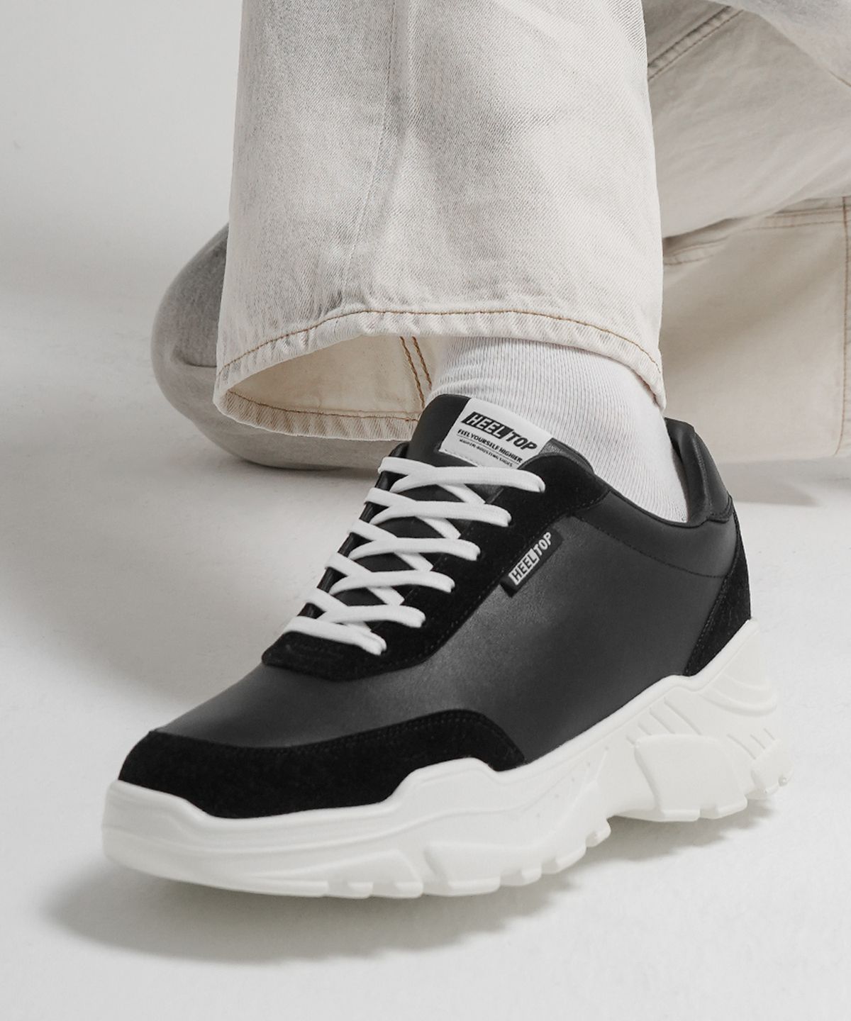힐탑(HEELTOP) HT4600-BK 8cm 키높이 어글리 슈즈 지오 블랙 [240~280MM]