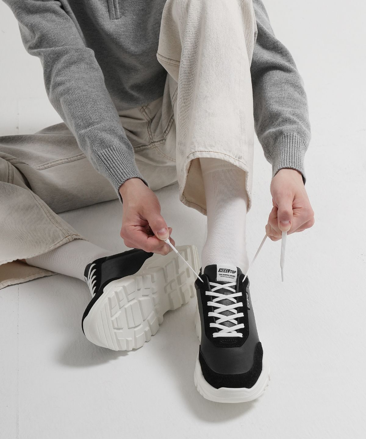 힐탑(HEELTOP) HT4600-BK 8cm 키높이 어글리 슈즈 지오 블랙 [240~280MM]