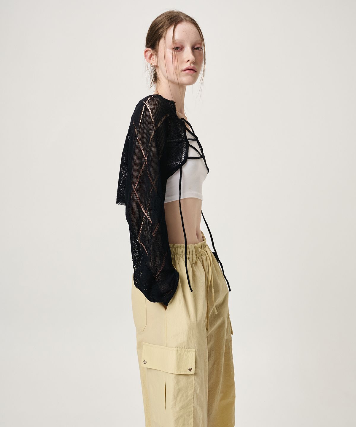에트몽(ETMON) Eyelet Pocket 2-Way Cargo Pants, Yellow Beige