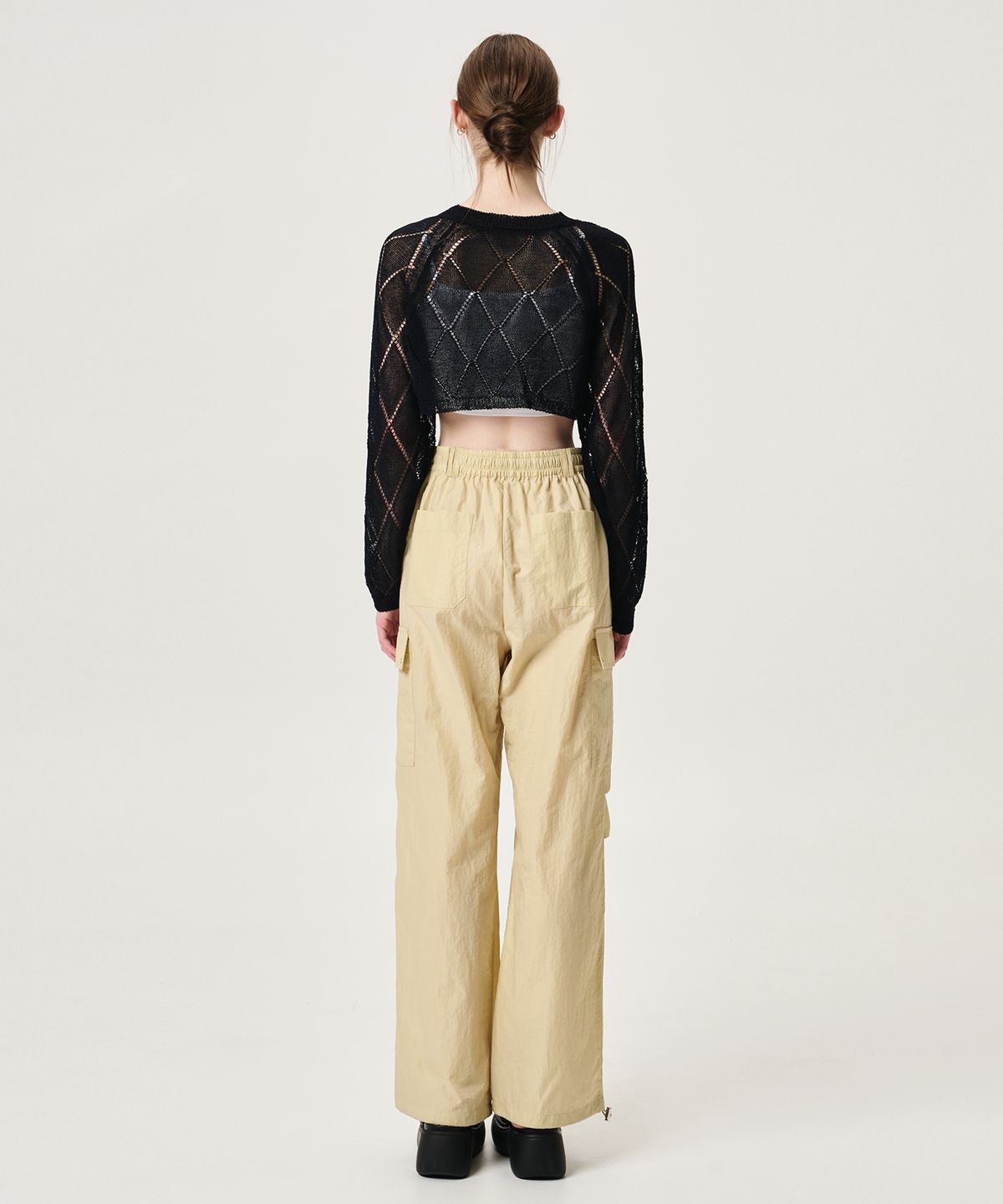 에트몽(ETMON) Eyelet Pocket 2-Way Cargo Pants, Yellow Beige
