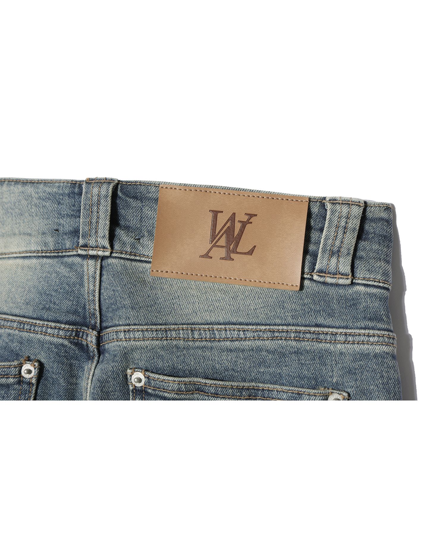 【WOOALONG】 Western washed boots-cut denim pants Black western washed boots-cut denim pants - WOOALONG | 60