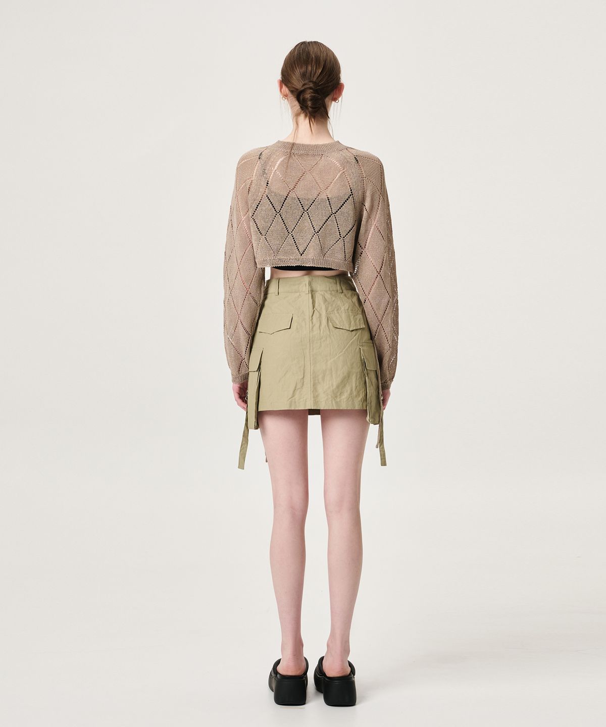 에트몽(ETMON) Strap Cargo Mini Skirt, Khaki