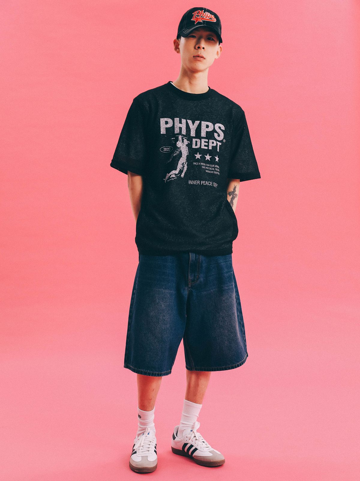 피지컬 디파트먼트(PHYSICAL DEPARTMENT) 메쉬 베스킷볼 덩크슛 반팔티셔츠 아이보리