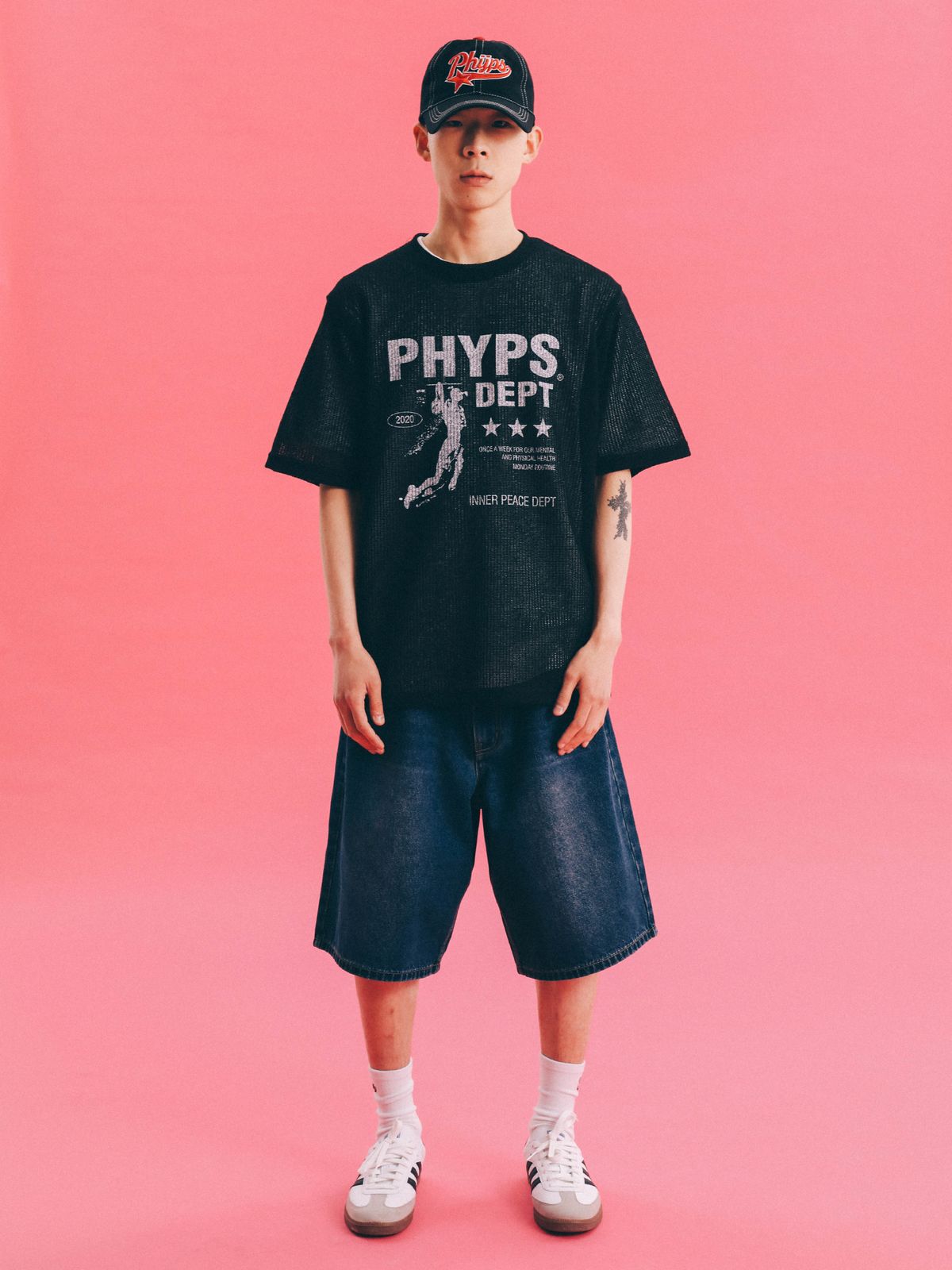 피지컬 디파트먼트(PHYSICAL DEPARTMENT) 메쉬 베스킷볼 덩크슛 반팔티셔츠 아이보리