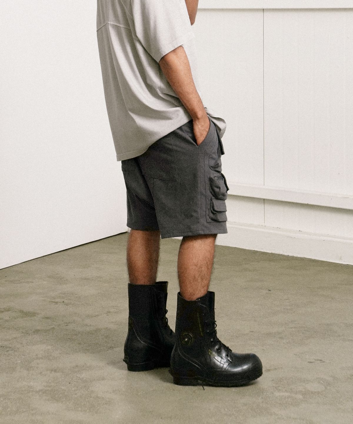 그레일즈(GRAILZ) LAYERED PANEL SHORTS [GREY]