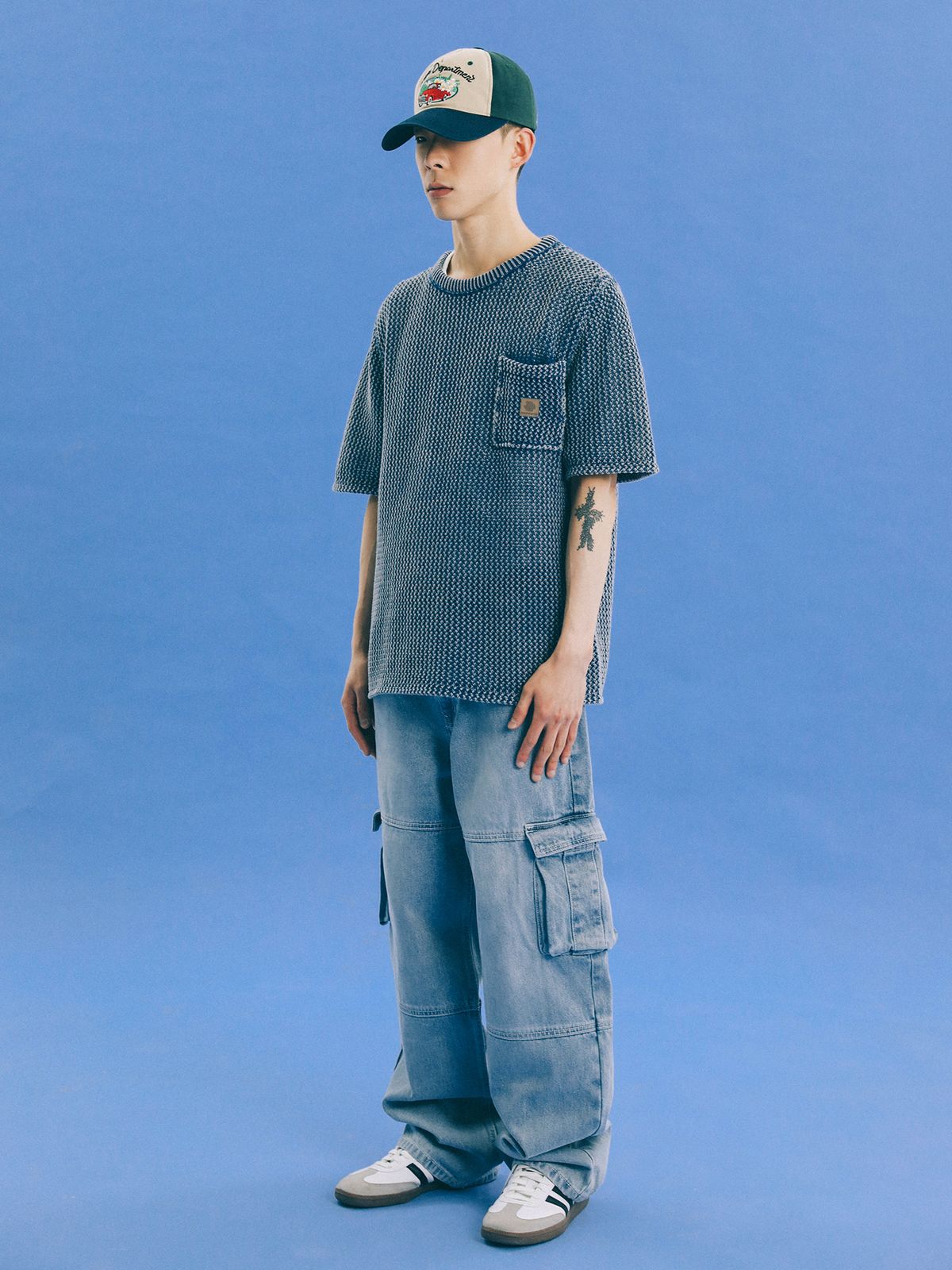 피지컬 디파트먼트(PHYSICAL DEPARTMENT) POCKET MESH KNIT SS MARIN BLUE