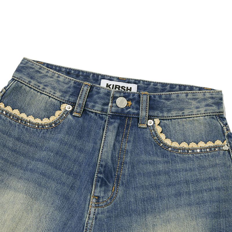 ★2023SS新作★KIRSH★CHERRY HOTFIX DETAIL DENIM SHORT PANTS MUSINSA | KIRSH Cherry Hotfix Detail Denim Short Pants [Blue]