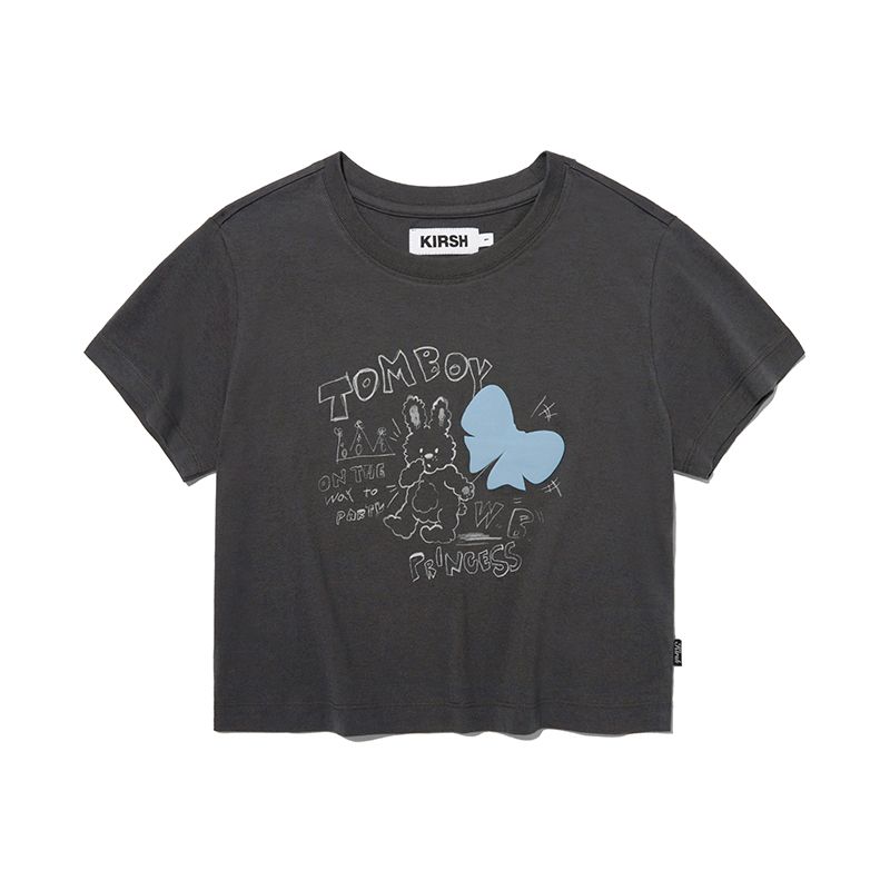 MUSINSA | KIRSH Witty Bunny Tomboy Sketch T-Shirt [Charcoal]