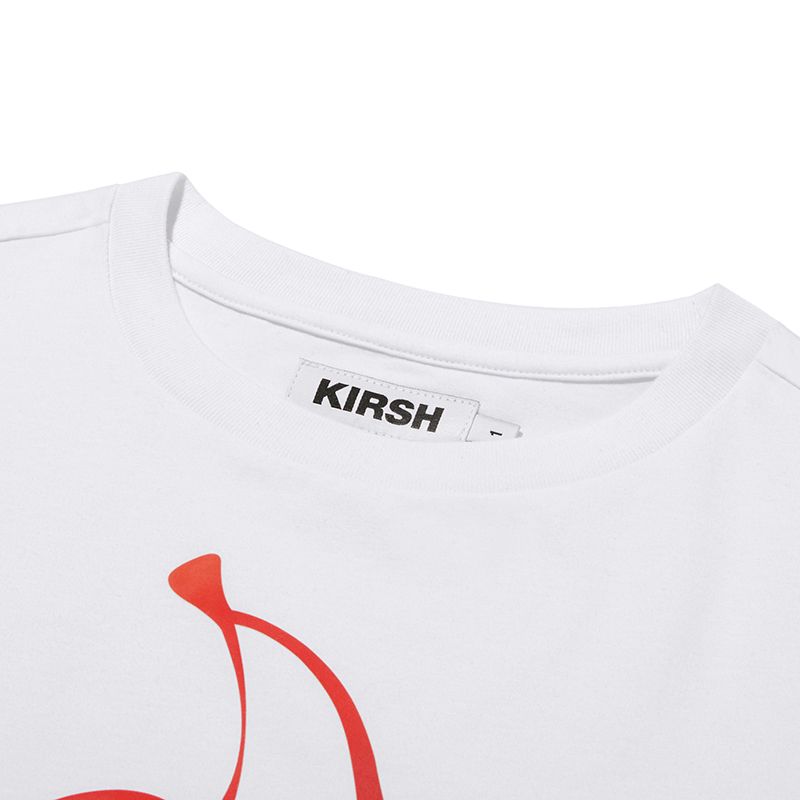 ☆KIRSH☆ Cherry Angel Crop T-Shirt White KIRSH Women's Big Cherry Glitter Graphic T-Shirt Standard