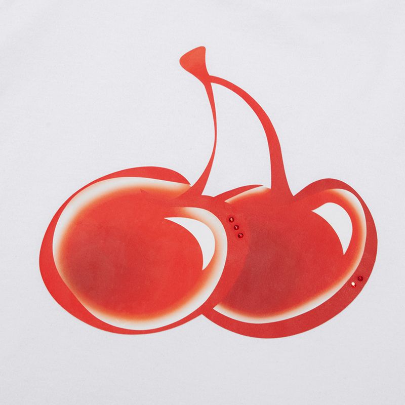 MUSINSA | KIRSH Big Cherry Hotfix Point Cropped T-Shirt [White]