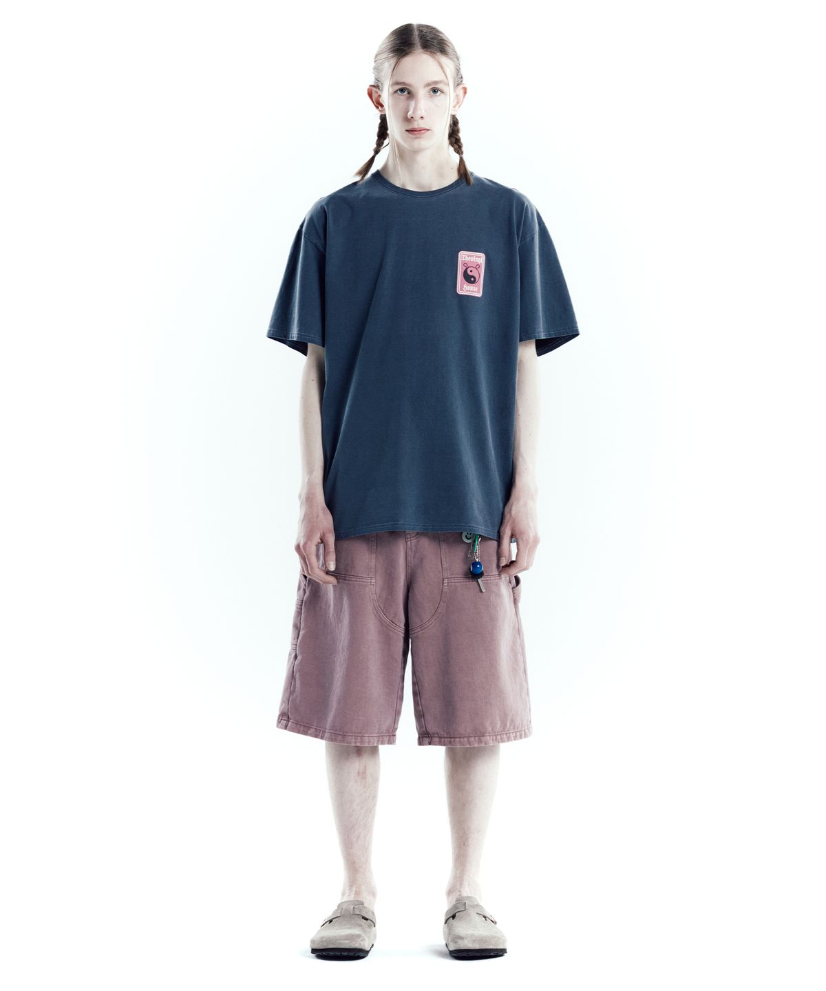 더바이닐하우스(THEVINYLHOUSE) DYED DOUBLE KNEE SHORTS PINK (VH2DMUPA61A)
