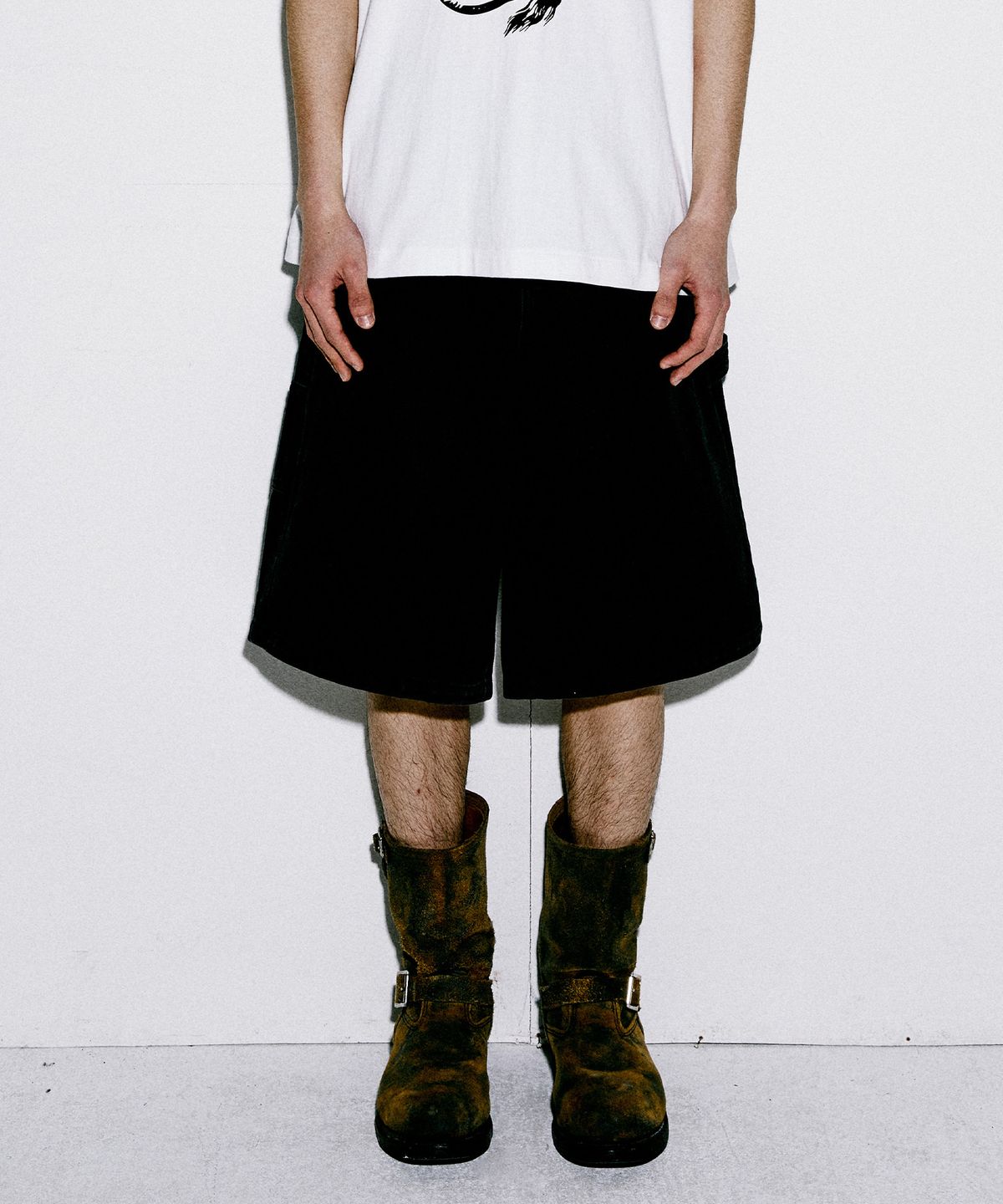 더바이닐하우스(THEVINYLHOUSE) CARPENTER DENIM SHORTS BLACK (VH2EMUPA60A)