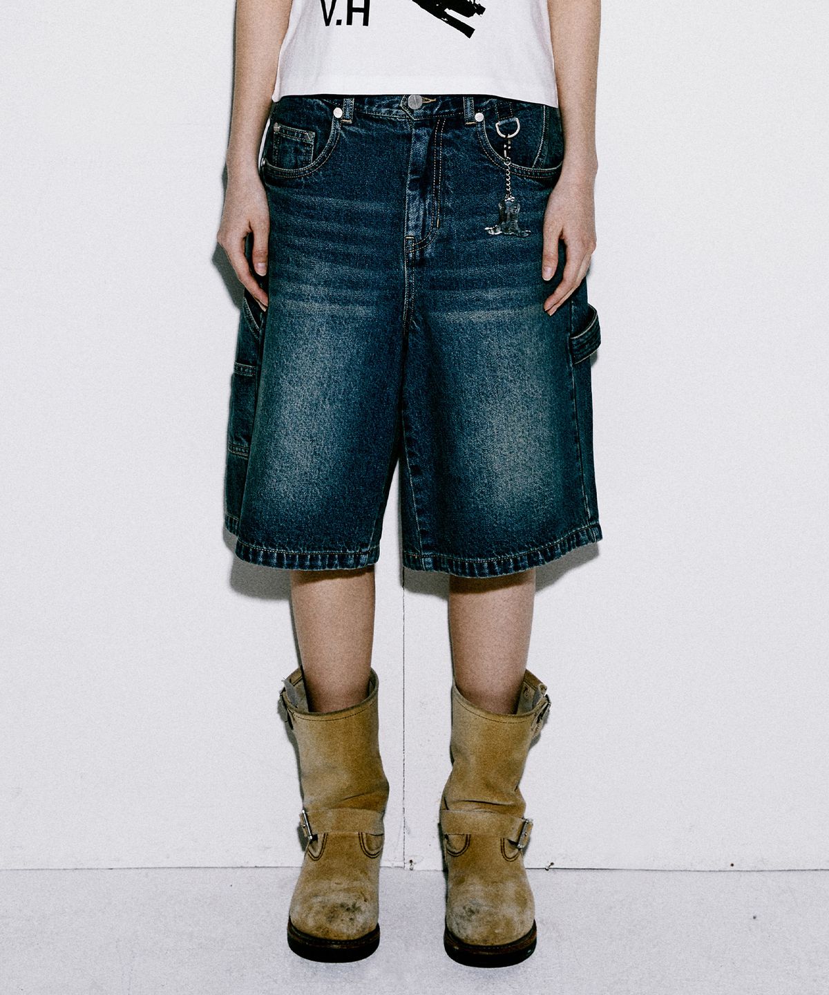 더바이닐하우스(THEVINYLHOUSE) CARPENTER DENIM SHORTS BLUE (VH2EMUPA60A)