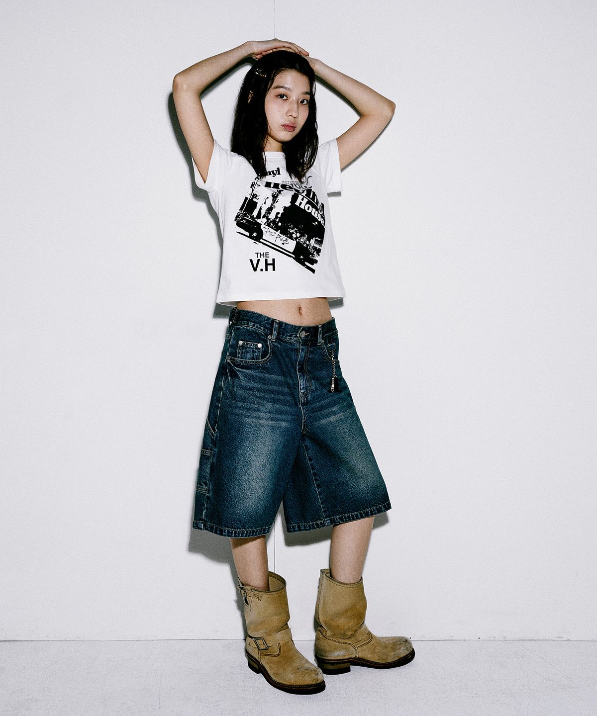 더바이닐하우스(THEVINYLHOUSE) CARPENTER DENIM SHORTS BLUE (VH2EMUPA60A)