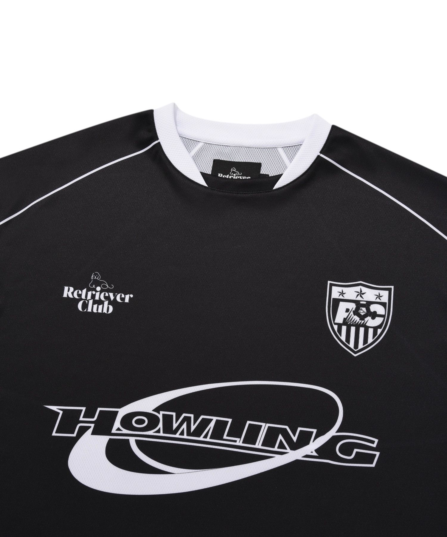 MUSINSA | RETRIEVER CLUB HOWLING SOCCER JERSEY [BLACK]