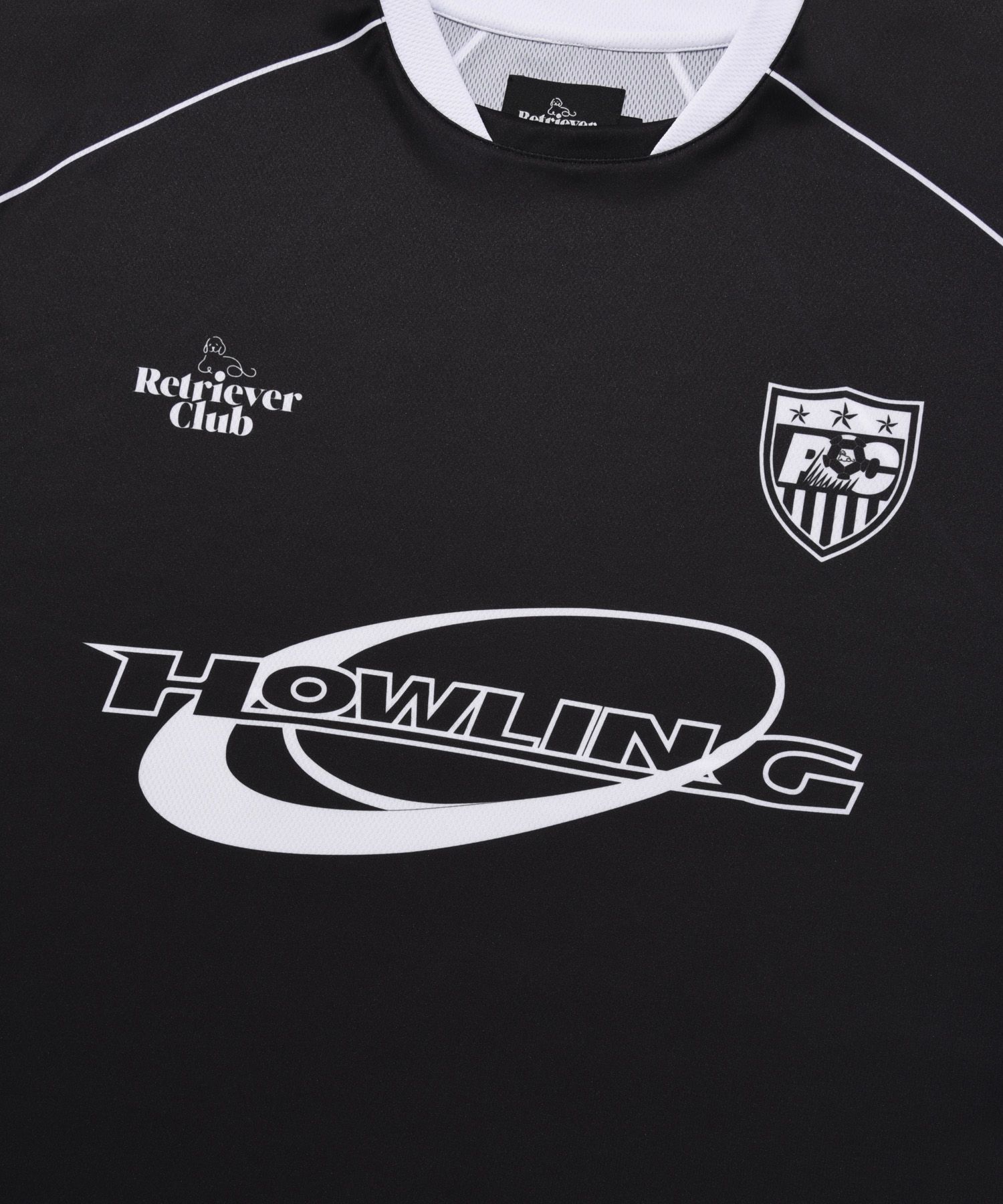 MUSINSA公式 | RETRIEVER CLUB HOWLING SOCCER JERSEY [BLACK]