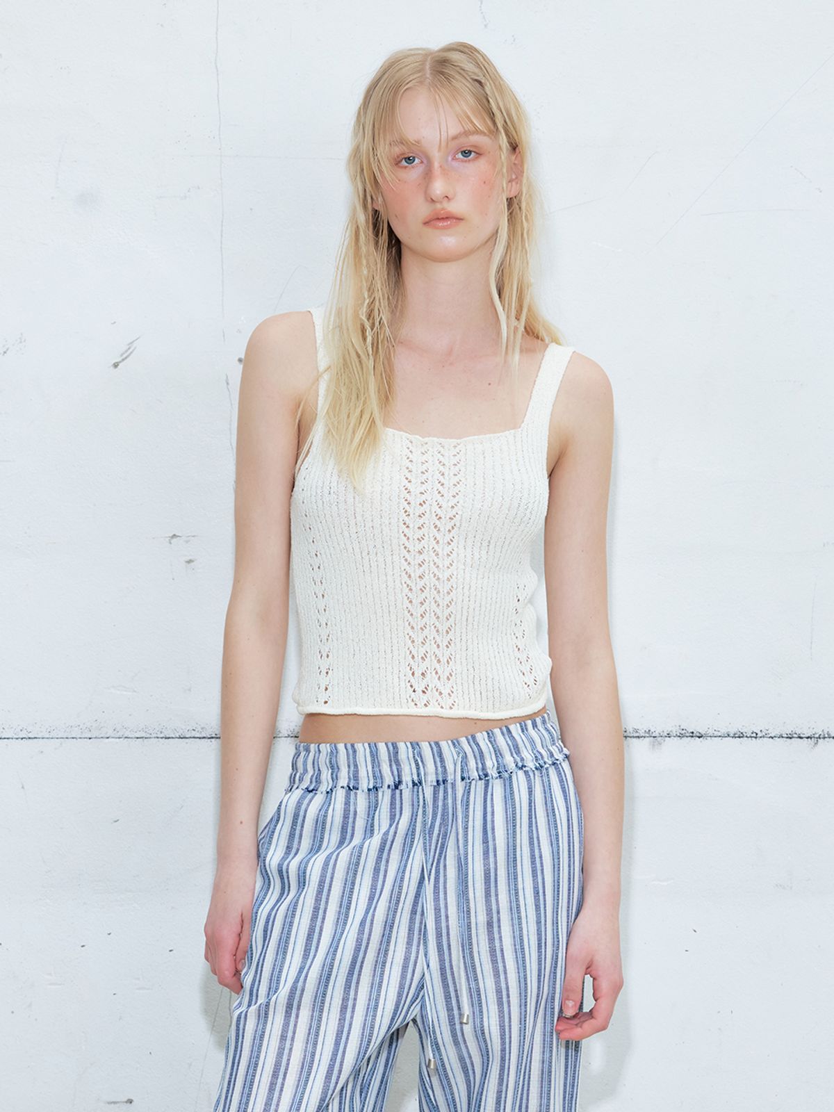 에트몽(ETMON) Ribbed Sleeveless Knit Top, Ivory