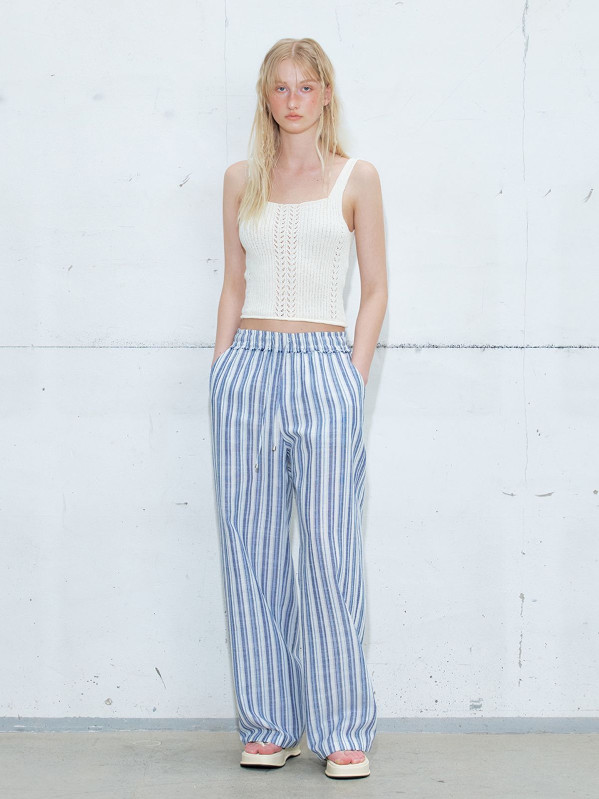 에트몽(ETMON) Ribbed Sleeveless Knit Top, Ivory
