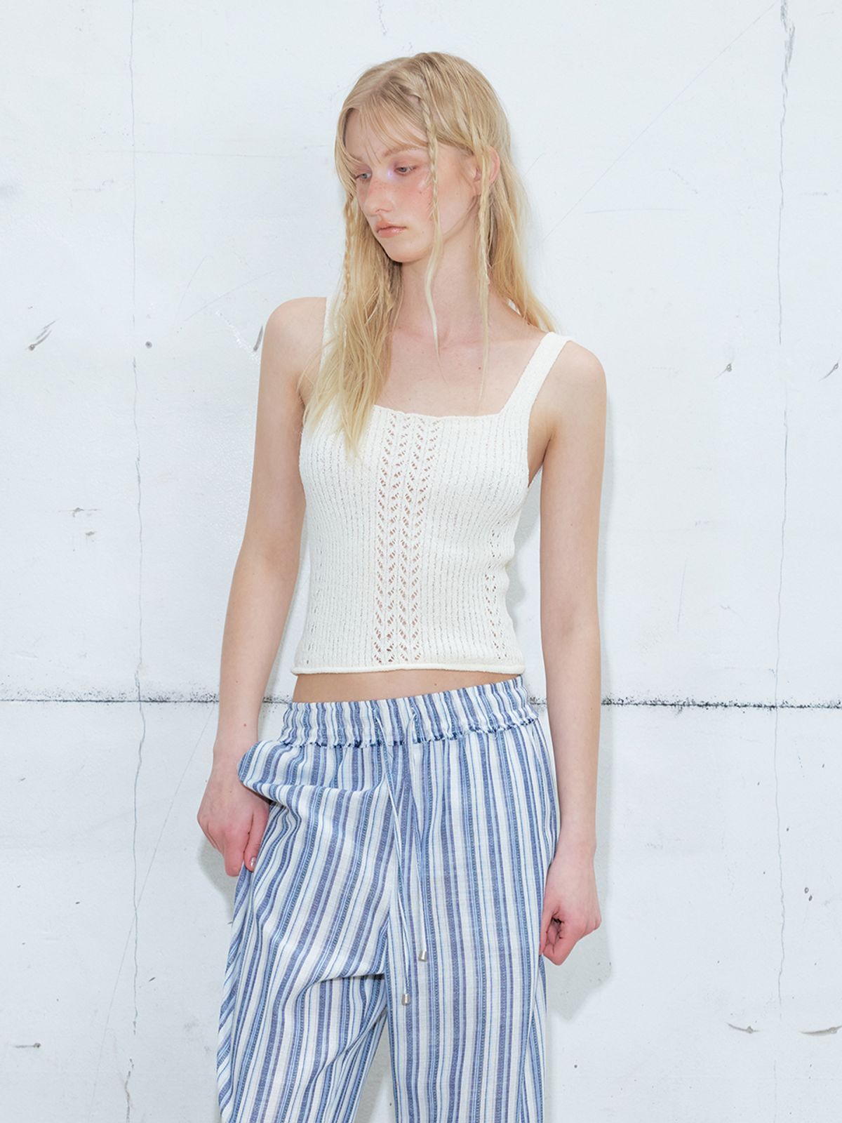 에트몽(ETMON) Ribbed Sleeveless Knit Top, Ivory