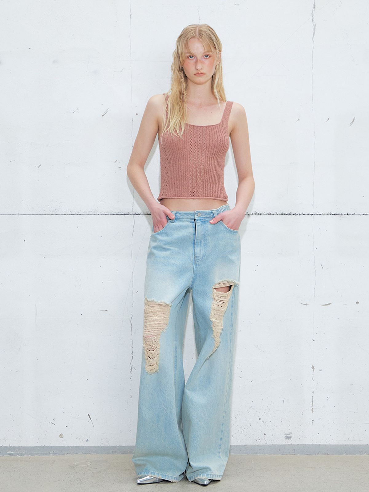 에트몽(ETMON) Ribbed Sleeveless Knit Top, Brick