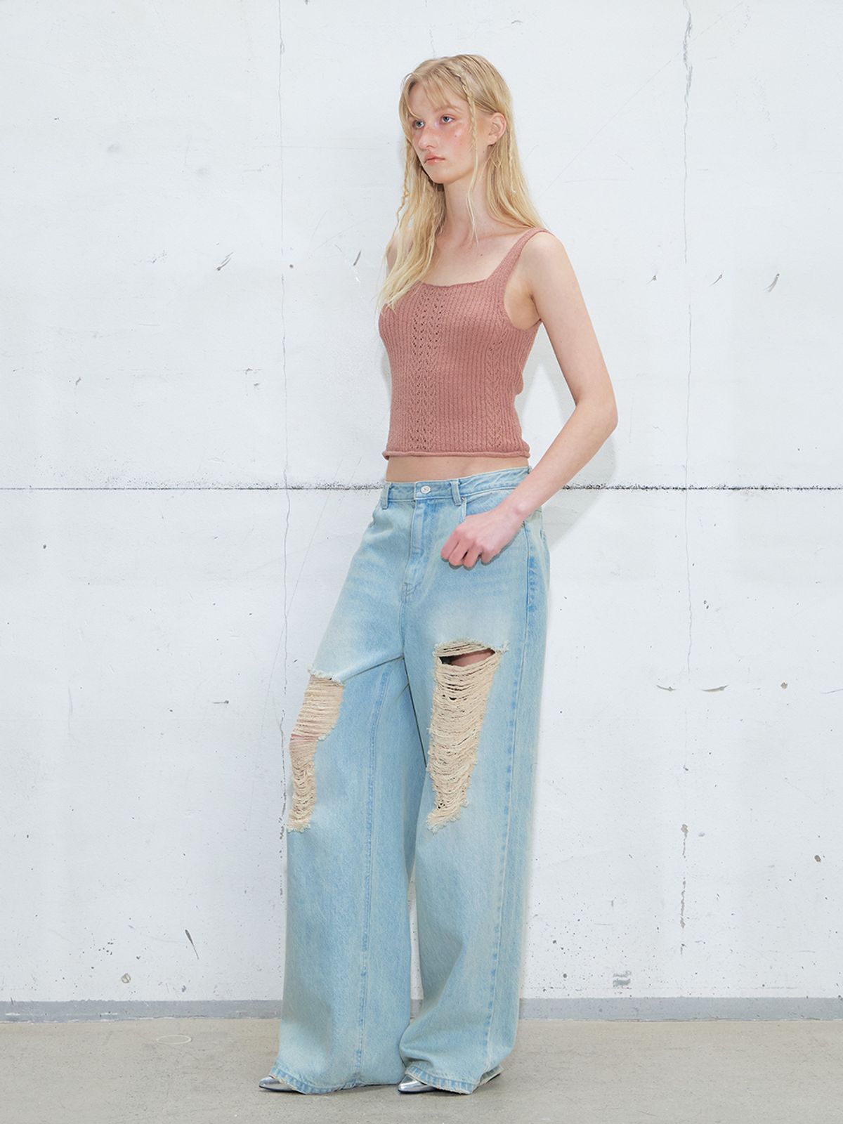 에트몽(ETMON) Ribbed Sleeveless Knit Top, Brick