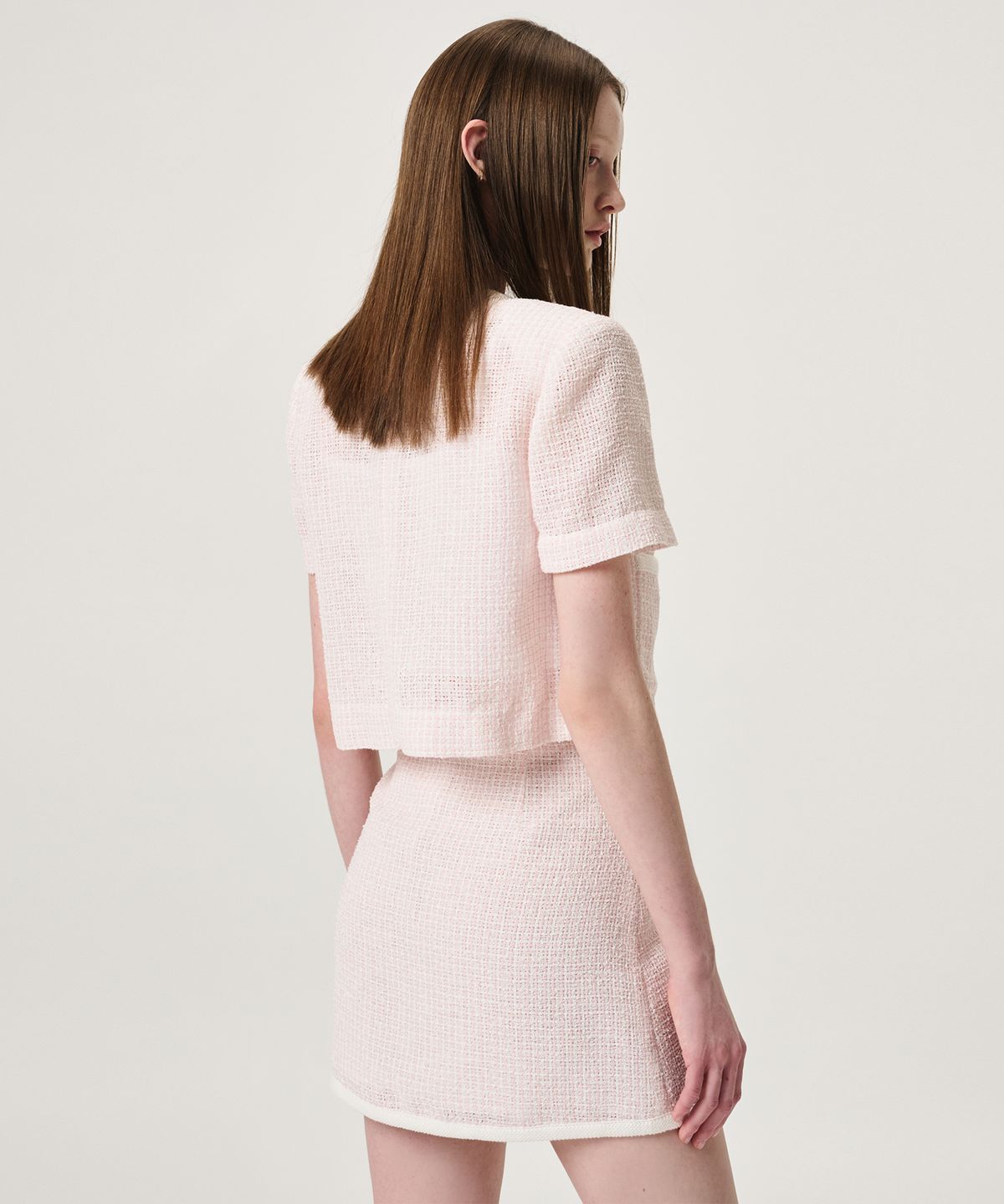 에트몽(ETMON) Summer Tweed Mini Skirt, Pink