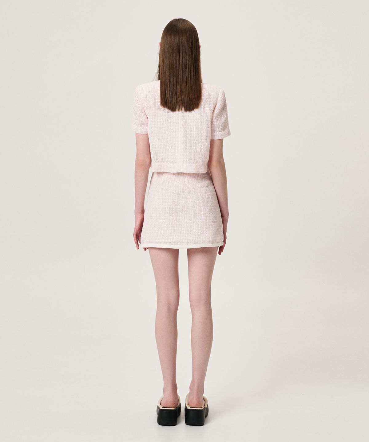 에트몽(ETMON) Summer Tweed Mini Skirt, Pink