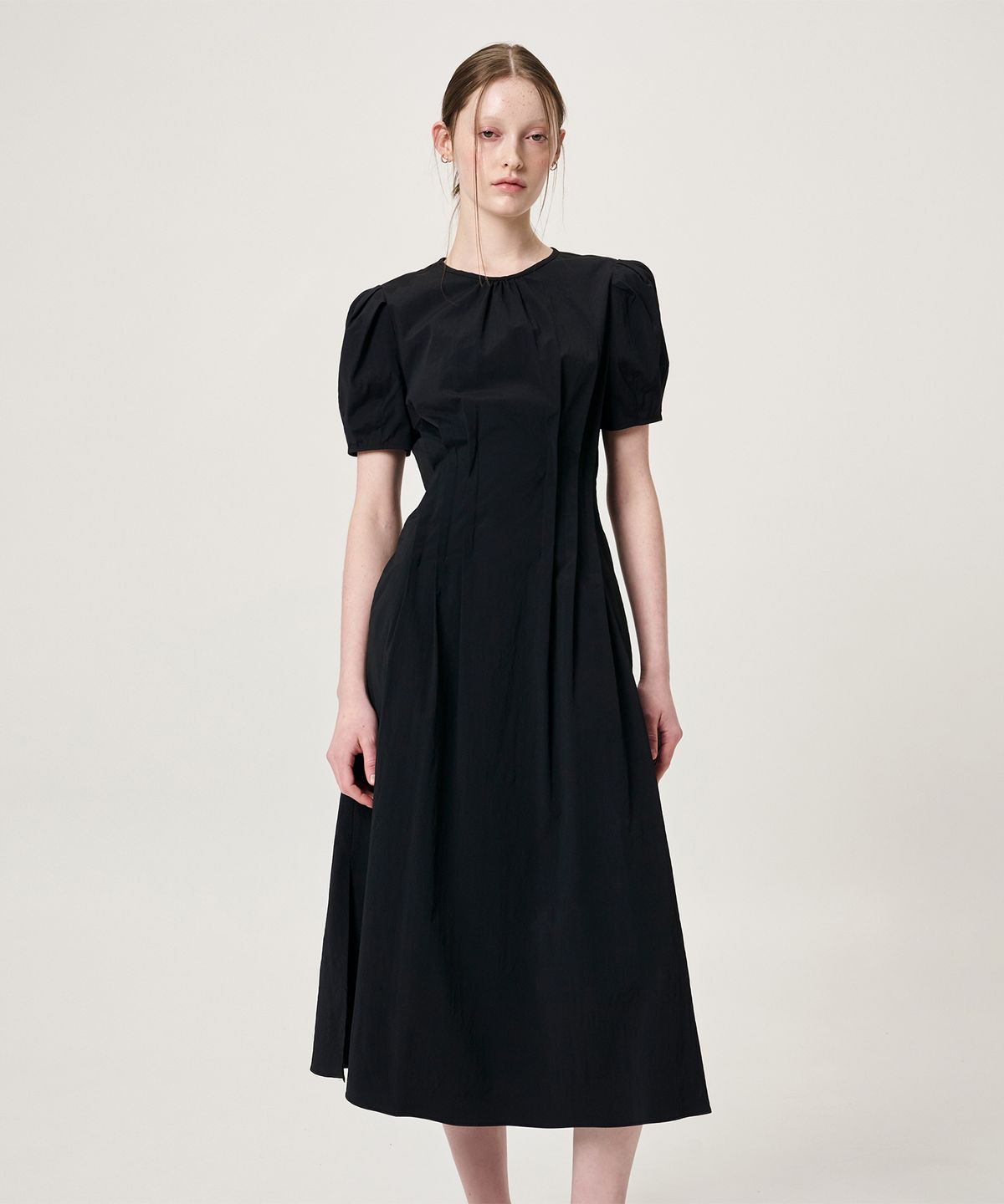 에트몽(ETMON) Waist Pintuck Dress, Black