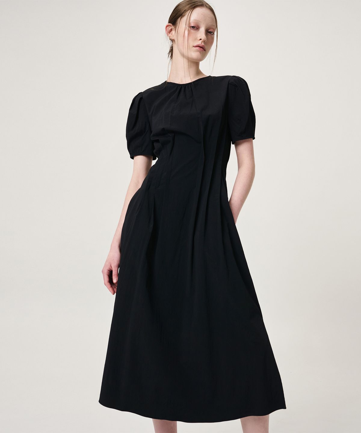 에트몽(ETMON) Waist Pintuck Dress, Black