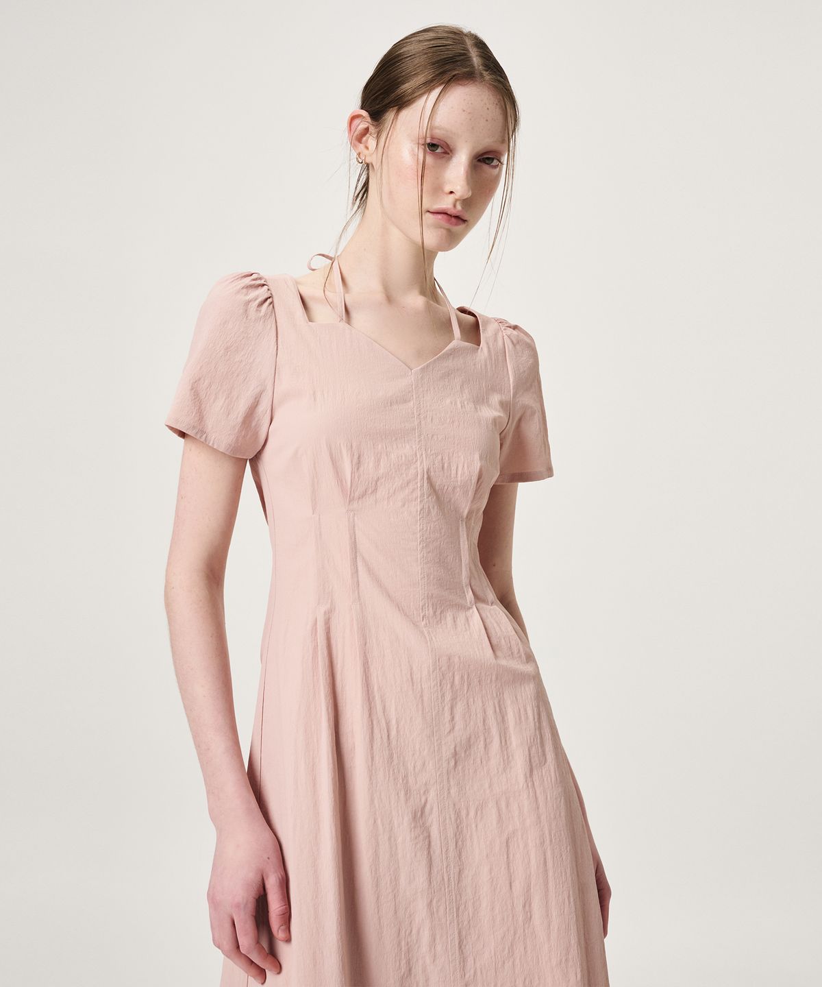에트몽(ETMON) Heart Neck Strap Dress, Pink