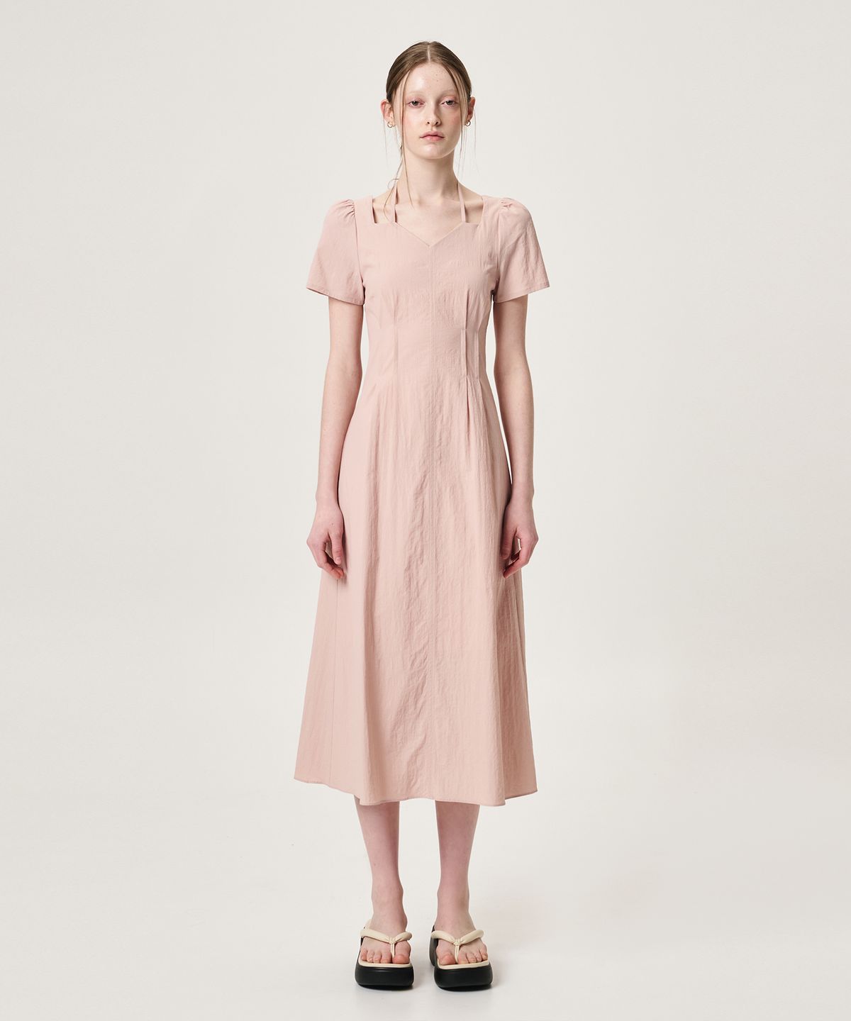 에트몽(ETMON) Heart Neck Strap Dress, Pink