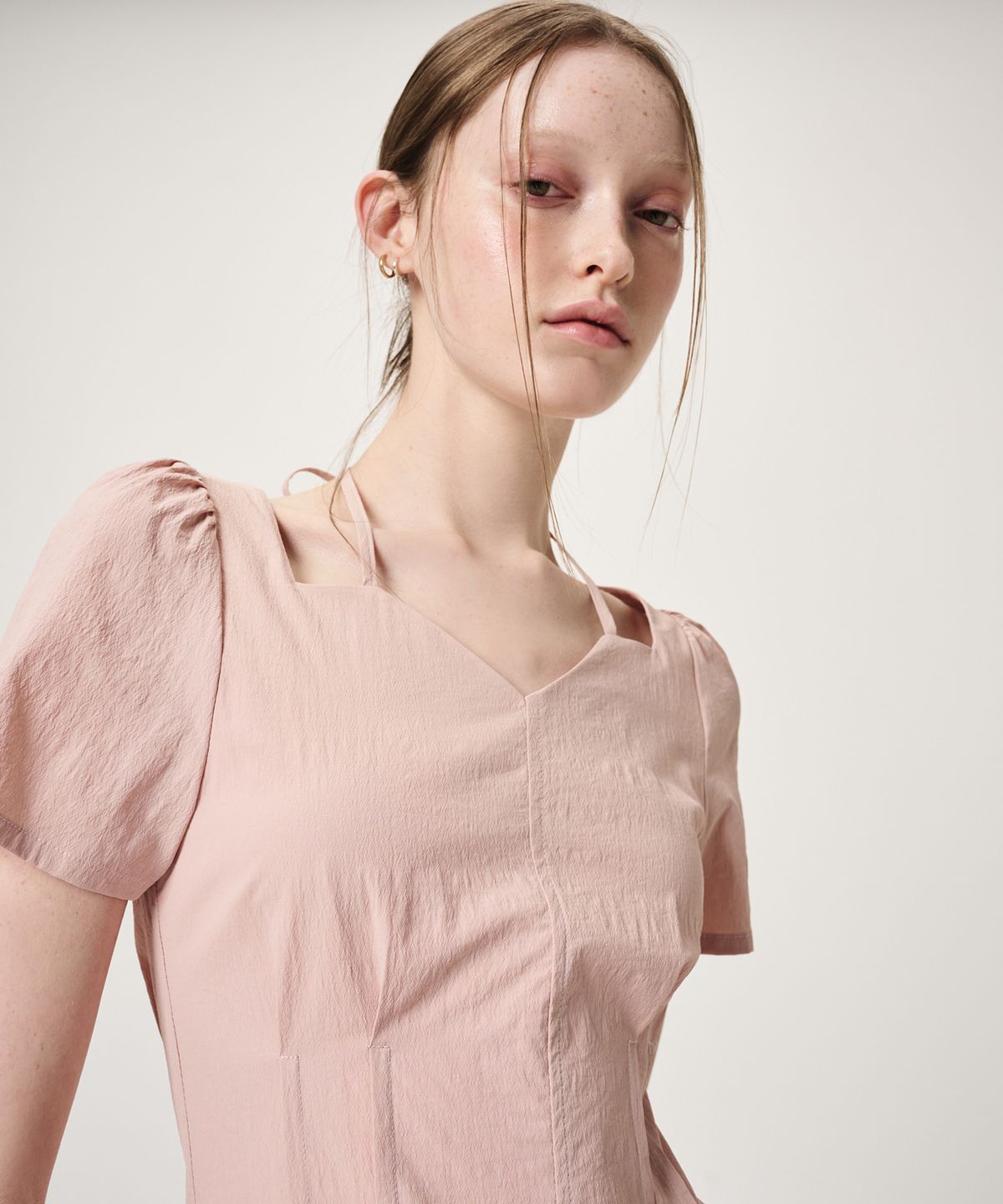 에트몽(ETMON) Heart Neck Strap Dress, Pink