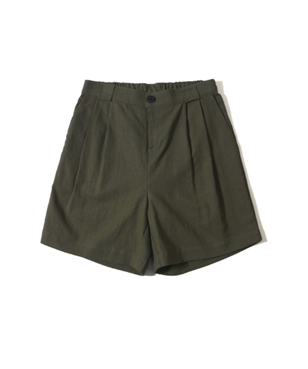 이즈(EASE) LINEN HALF BANDING BERMUDA PANTS_KHAKI_남녀공용