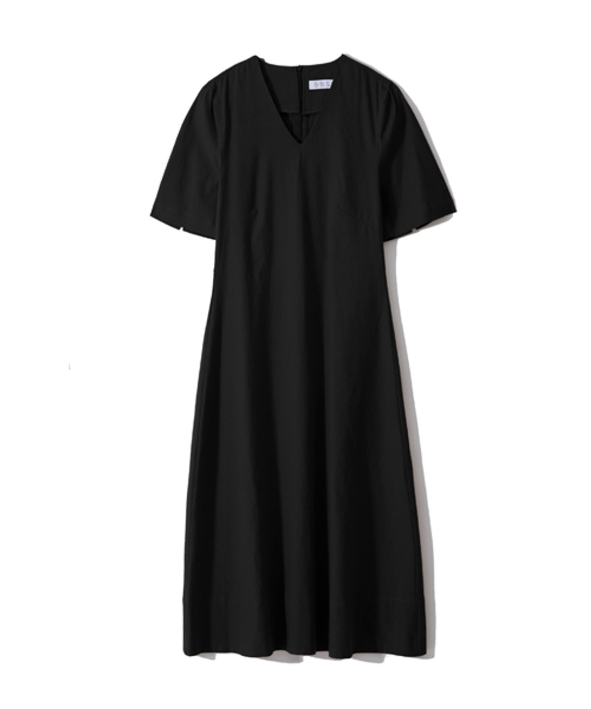 이즈(EASE) SUMMER LINEN V-NECK DRESS_BLACK