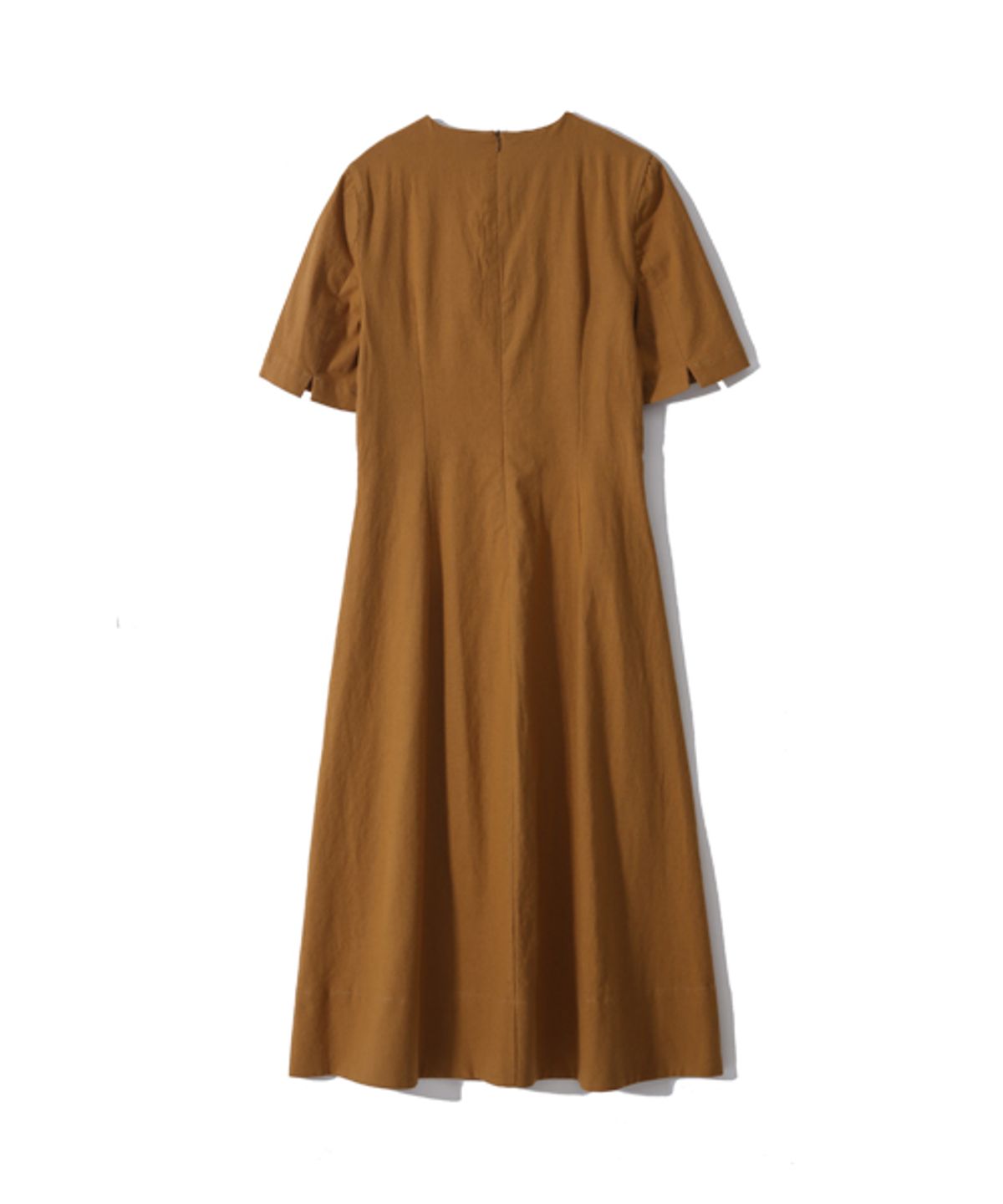 이즈(EASE) SUMMER LINEN V-NECK DRESS_CAMEL