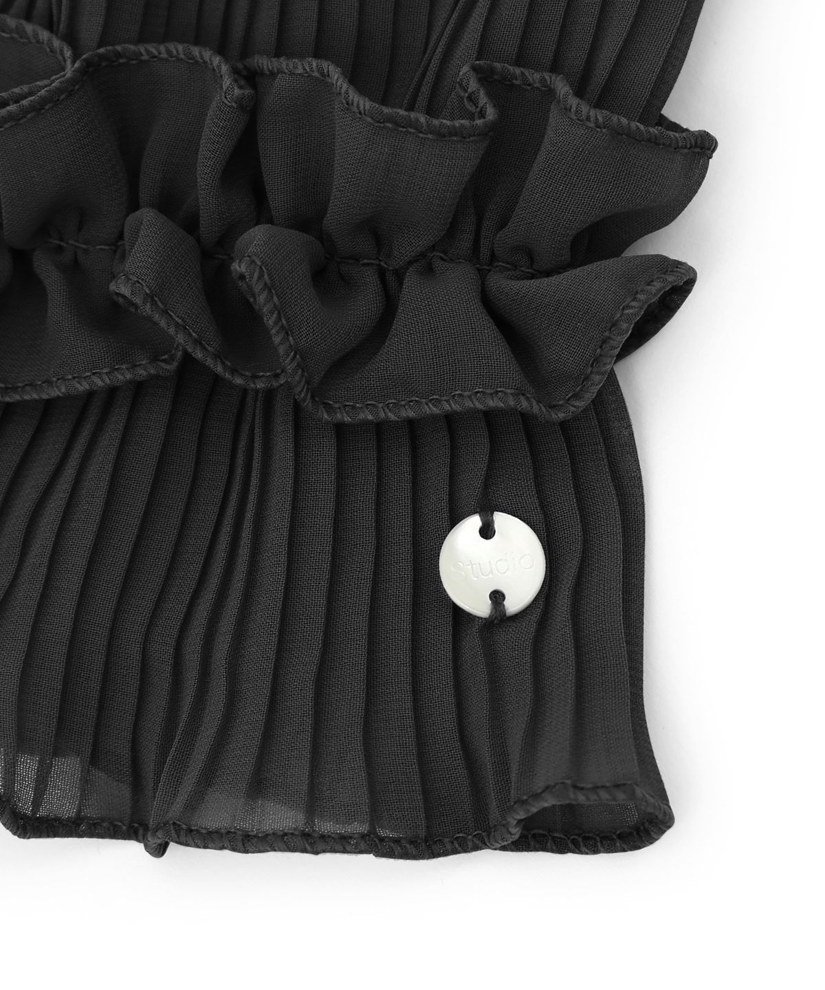 언더컨트롤 스튜디오(UNDERCONTROL STUDIO) 여름 레이스 넥커버 포인트 여성 스카프 NECK TUBE / DOUBLE PLEATED LACE / BLACK