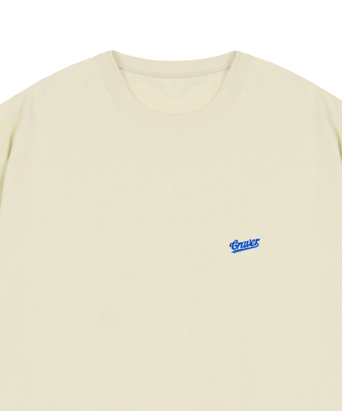 그레이버(GRAVER) [UNISEX]베이스볼 블루 로고 자수 반팔티_샌드베이지