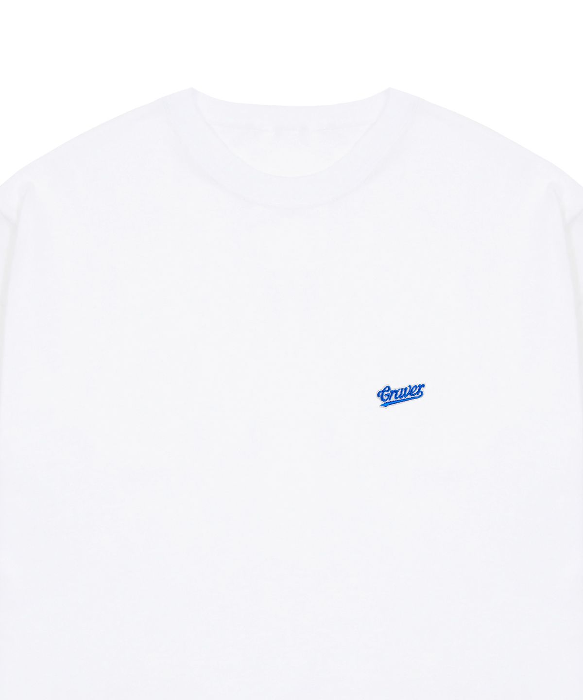 그레이버(GRAVER) [UNISEX]베이스볼 블루 로고 자수 반팔티_화이트