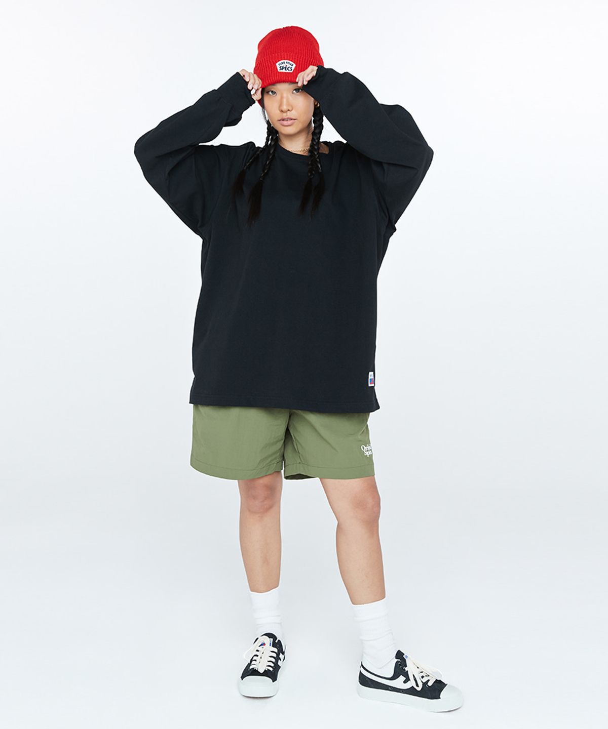 프로-스펙스(PRO-SPECS) LOGO NYLON HALF PANTS KAKI