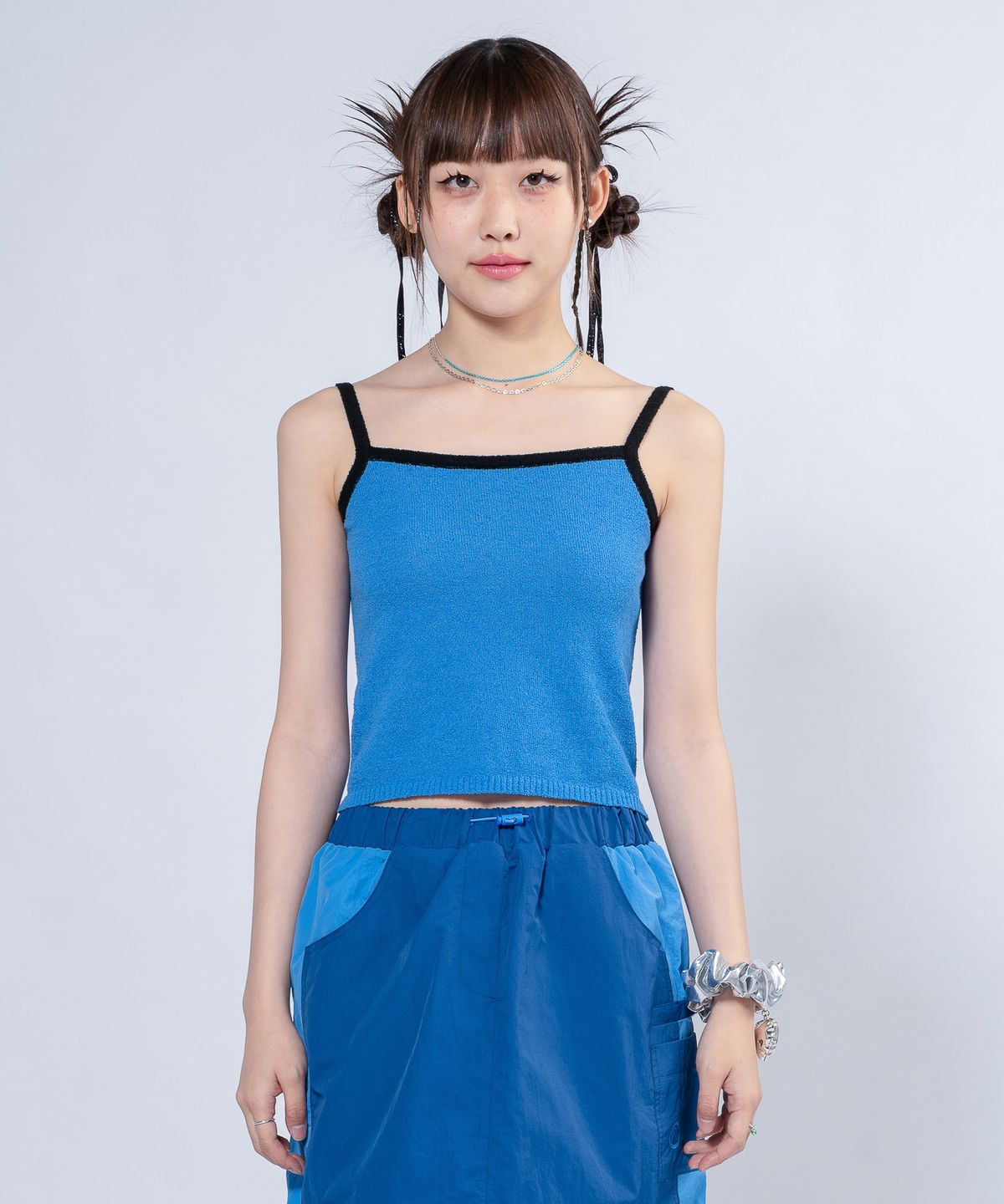 언유주얼 노말(UNUSUALNORMAL) NASH 2 COLOR KNIT TOP_PURE WHITE