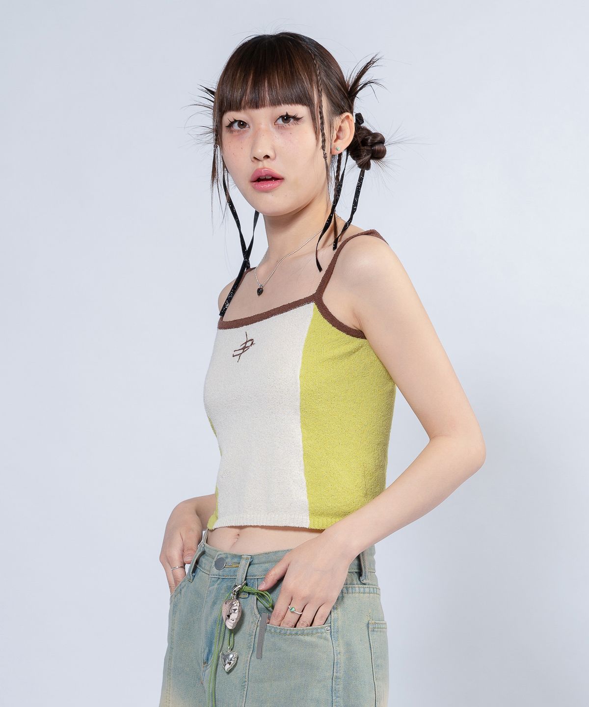 언유주얼 노말(UNUSUALNORMAL) NASH 2 COLOR KNIT TOP_CREAM