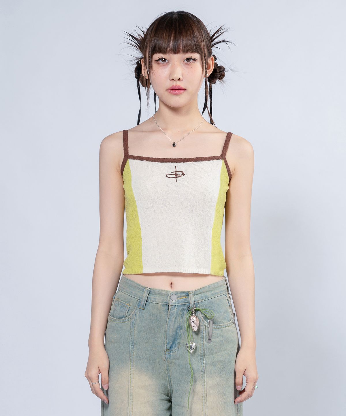 언유주얼 노말(UNUSUALNORMAL) NASH 2 COLOR KNIT TOP_CREAM