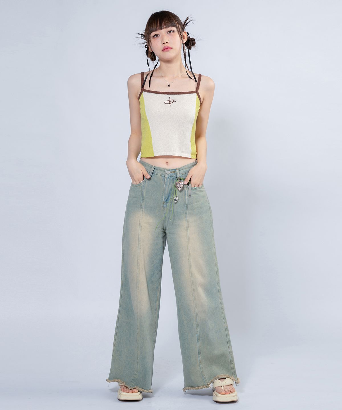 언유주얼 노말(UNUSUALNORMAL) NASH 2 COLOR KNIT TOP_CREAM